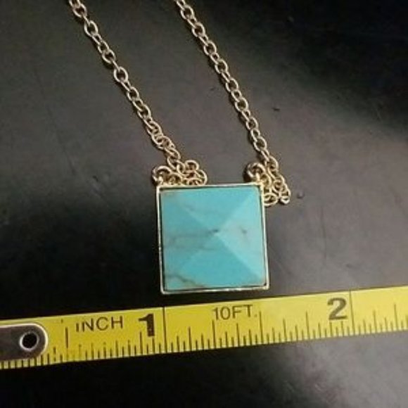 Long Turquoise & Gold Necklace - Picture 3 of 6